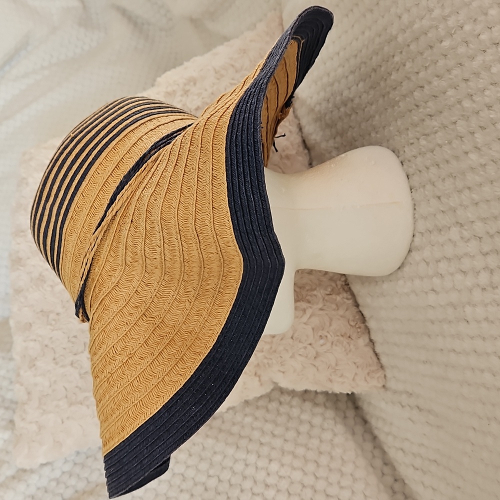 Panama Jack 100% Paper Blue and Tan Wide Brim Sun Hat - Picture 5 of 13